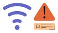 Wireless Connectivity Error Concept with wireless Signal and Caution Sign Royalty Free Stock Photo