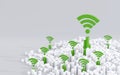 Wireless connectivity in urban environment. Modern, smart city concept. Digital 3D render. Royalty Free Stock Photo