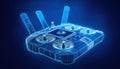 Wireless control station for Firefly FPV drone with wireframe design against a blue background showcasing advanced Royalty Free Stock Photo