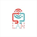 Wireless data network icon on smartphone screen vector. Royalty Free Stock Photo