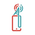 Wireless data network icon on smartphone screen vector. Royalty Free Stock Photo