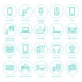 Wireless devices flat line icons.