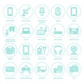 Wireless devices flat line icons. Royalty Free Stock Photo