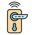 Wireless door lock icon color outline vector