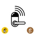 Wireless door lock icon. Smart home door symbol.