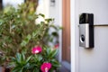 wireless doorbell installed outside of a house