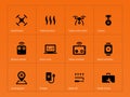 Wireless drone icons on orange background