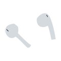 Wireless Earbud, In-Ear Headphones. Flat doodle. Wireless earphones. Personal audio equipment for podcasting, listening