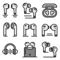 Wireless Earbuds icons set vector flat Royalty Free Stock Photo