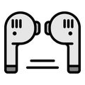 Wireless earphones icon color outline vector