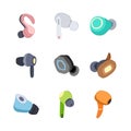 wireless earphones set cartoon vector illustration