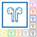 Wireless earphones solid flat framed icons Royalty Free Stock Photo