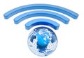 Wireless earth broadband symbol Royalty Free Stock Photo