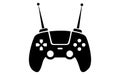 Wireless game controller silhouette with antenna isolated on white background icon Royalty Free Stock Photo