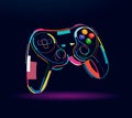 Wireless game joystick controller gamepad, wireless gamepad, abstract, colorful drawing