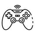 Wireless game joystick icon, outline style