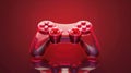 Wireless gamepad for game console, red game controller on background with reflection. Generative AI Royalty Free Stock Photo