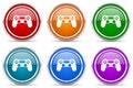 Wireless gaming controller, gamepad silver metallic glossy icons, set of modern design buttons for web, internet and mobile