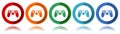 Wireless gaming controller, gamepad vector icons, flat icon set for logo design, webdesign and mobile applications, colorful web