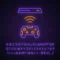 Wireless gaming controller neon light icon