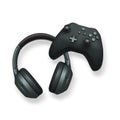 Wireless gaming headset and game controller isolated on white background with clipping path. Modern gaming accessories Royalty Free Stock Photo