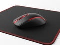 Wireless gaming mouse on mousepad Royalty Free Stock Photo