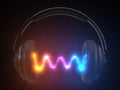 Wireless headphone with energy emision. concept design for audiophile themes. 3d illustration