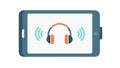 Wireless Headphones and Audio on Tablet, vector design Generative AI Royalty Free Stock Photo