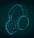 Wireless headphones isometric blueprint