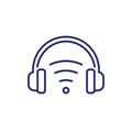 wireless headset, headphones line icon