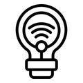 Wireless home light system icon outline vector. Smart home command