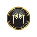 Wireless icon on the black with gold round button Royalty Free Stock Photo