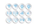 Set of different wireless 3d buttons and wifi icon