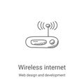 wireless internet icon vector from web design and development collection. Thin line wireless internet outline icon vector Royalty Free Stock Photo