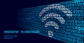 Wireless internet wifi connection. Big data binary code flow numbers. Global network high speed innovation connection Royalty Free Stock Photo