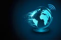 Wireless internet wifi connection. Big data binary code flow numbers. Global network, high speed connection, data rate technology Royalty Free Stock Photo