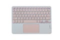 wireless keyboard with touchpad, pastel pink color, compact Bluetooth, ideal for portable workspaces, isolated on white background Royalty Free Stock Photo