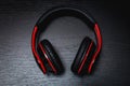 Wireless large headphones on a black background Royalty Free Stock Photo