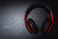 Wireless large headphones on a black background Royalty Free Stock Photo