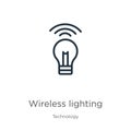 Wireless lighting icon. Thin linear wireless lighting outline icon isolated on white background from technology collection. Line