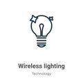 Wireless lighting outline vector icon. Thin line black wireless lighting icon, flat vector simple element illustration from