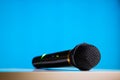Wireless Microphone Blue Background Royalty Free Stock Photo