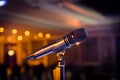 Wireless microphone stand on the stage venue Royalty Free Stock Photo