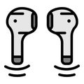 Wireless mini headphones icon color outline vector