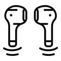 Wireless mini headphones icon, outline style