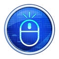 Wireless mouse icon futuristic blue round button vector illustration Royalty Free Stock Photo