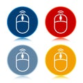 Wireless mouse icon trendy flat round buttons set illustration design Royalty Free Stock Photo