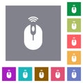 Wireless Mouse Icon Set square flat icons Royalty Free Stock Photo