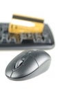 Wireless mouse, keyboard and credit card Royalty Free Stock Photo