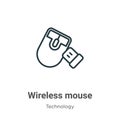 Wireless mouse outline vector icon. Thin line black wireless mouse icon, flat vector simple element illustration from editable